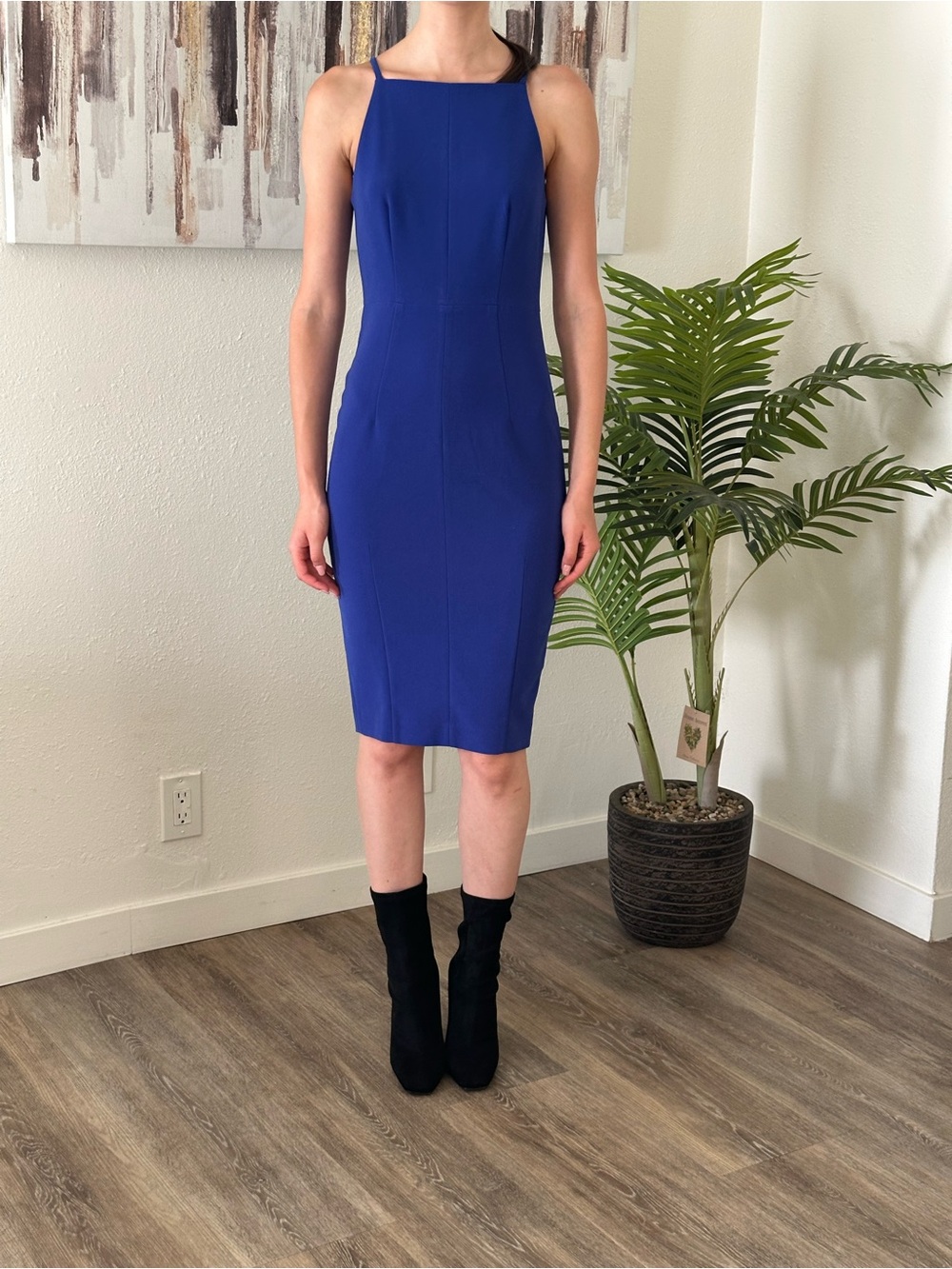 Women's Royal Blue Sheath Midi Dress
